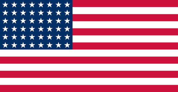 Historical flag of the United States of America. Authorized July 4, 1912, when New Mexico and Arizona were admitted into the Union, this flag had 48 stars and 13 stripes.