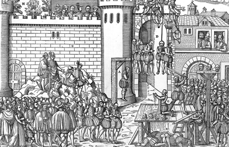 Massacre of the protestants by the catholics in France at the time of the Amboise conspiracy march 15, 1560 beginning of the wars between the catholics and the protestants in France, engraving