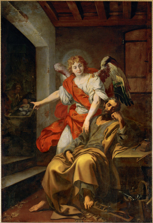 The dream of Saint Joseph (painting on canvas)
