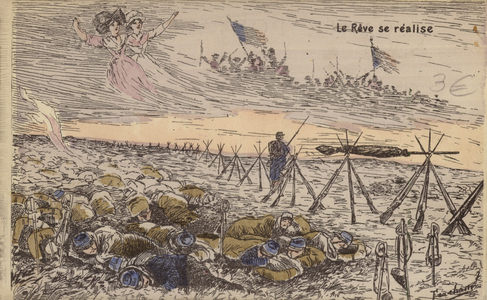 The Dream Comes True, World War I (coloured engraving)