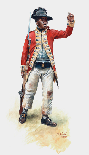 Black soldier of Dunmore's Ethiopian Regiment 1775, 2021 (watercolor and gouache)