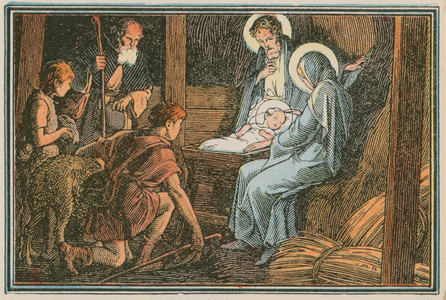 Scene from the life of Jesus (coloured engraving)