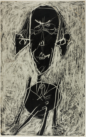 Portrait of Henri Michaux, 1947 (black india ink on scratchboard)
