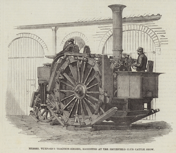 Messers Tuxford's Traction-Engine, exhibited at the Smithfield Club Cattle Show (engraving)