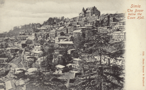 The Bazar below the Town Hall, Simla (b/w photo)