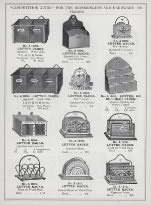 Page of catalogue for the Ironmongery and Hardware Trades, c 1895 (litho)