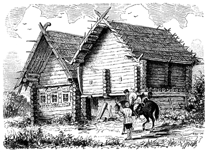 Russian farm house, block house
