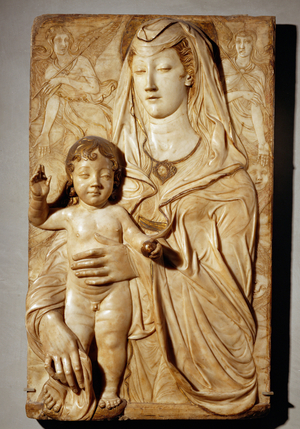 Virgin and child between two angels Marble. Rot. 5 …