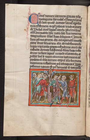 King Garamantes being captured by his enemies, 1226-1250 (illuminated manuscript)