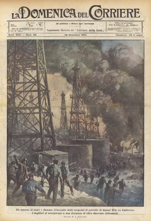 A hell of smoke and flames (colour litho)