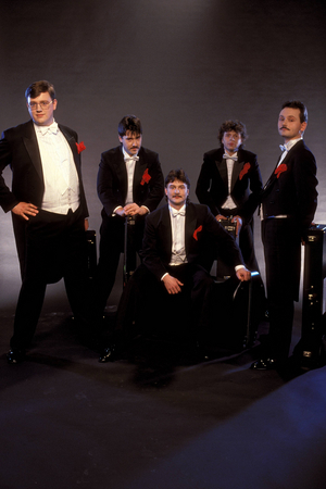 Trombone Quintet Berlin (all GER) - f.l.t.r.: Jens-Peter Erbe (tuba) ..., 1992 (photo)