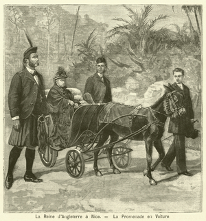 Queen Victoria on holiday in Nice (engraving)