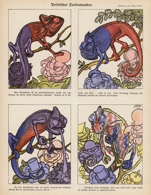 Political chameleon (colour litho)