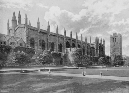 New College, showing Chapel, Tower, and Old City Wall (b/w photo)