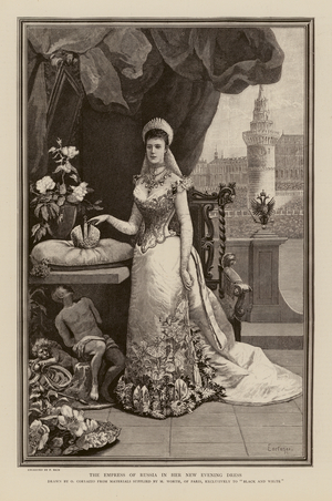 Empress of Russia in her new evening dress (engraving)