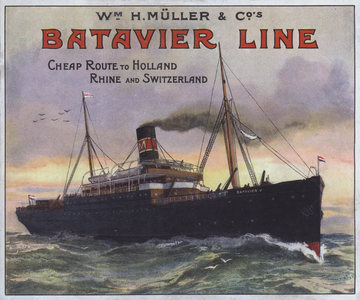 Ship of the Batavier Line (colour litho)