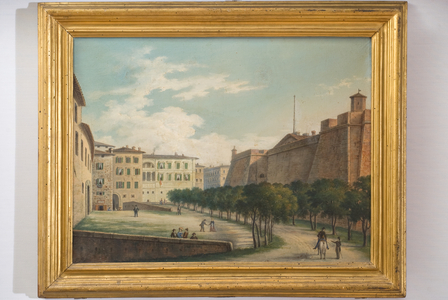 View of the western sideof the Rocca Paolina, c.1860-75 (tempera on paper on canvas)