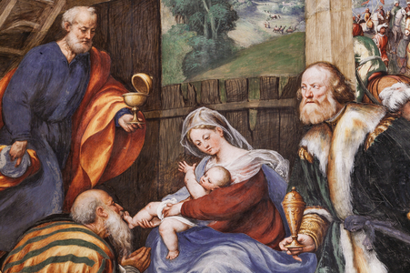 Adoration of the Magi and Adoration of the Shepherds, 1530-32 (fresco) (detail of 3601441)