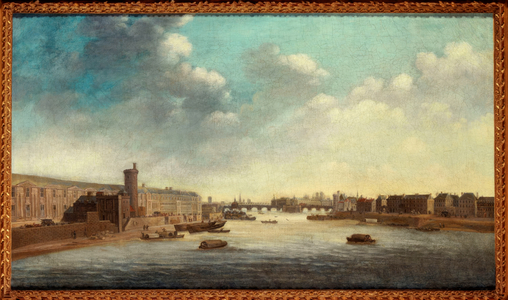 The Grande Galerie du Louvre, with the Porte Neuve, Pont-Neuf, Cité, Tour de Nesle and Quai Malaquais, circa 1640, between 1635 and 1645 (oil on canvas)
