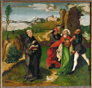 Saint Bernard exorcising an evil spirit (tempera on wood)