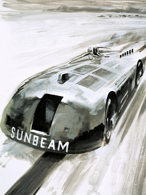 Henry Segrave was the first man to break the 200mph barrier (gouache on paper)