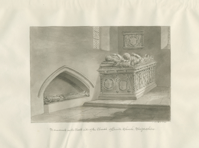 Enville Church - Monument: sepia drawing, 1846 (drawing)
