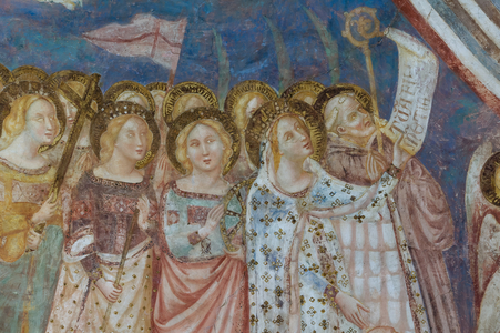 Virgin Mary presenting the patron abbot Andrea, apse (fresco)