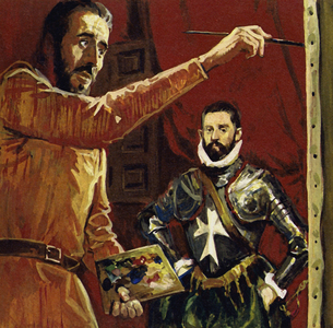El Greco painting Vincentio Anastagi in Malta (colour litho)