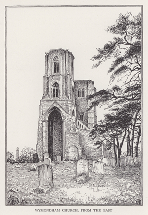 Wymondham Church, from the East (litho)