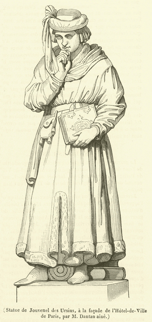 Statue de Jouvenel des Ursins, a la facade de l'Hotel-de-Ville de Paris (engraving)