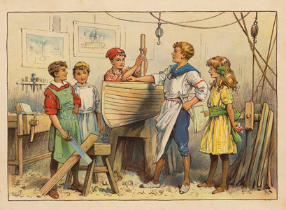 Little Workers: The Shipbuilders (colour litho)