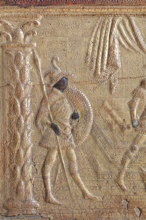 History of Lucretia (detail), c.1430-1460 (gilded wood in pads, painted in tempera)
