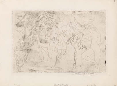 Angled Beauty, printed by Ernest Haskell, 1918 (soft ground etching on off-white wove paper; first state of four)