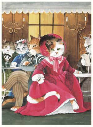 La bohème, Act II. Mimi and the four friends at Café Momus (print)