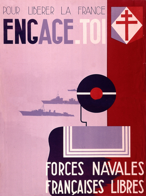 poster of the Free France for enlistment in the Free French Naval Forces