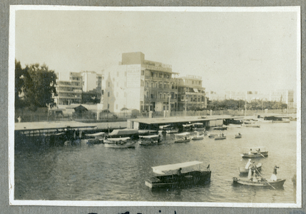 View across the water to Port Said, 1923 (b/w photo)
