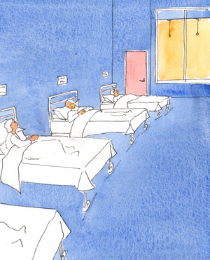 Illness gives us an opportunity to ask ourselves, as we think about the end of life: "Shall I meet God with a peaceful or a guilty heart?"., 2004 (w/c on paper)