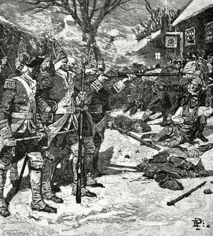 American Revolutionary War (1775-1783). The Boston Massacre (1770) (engraving)