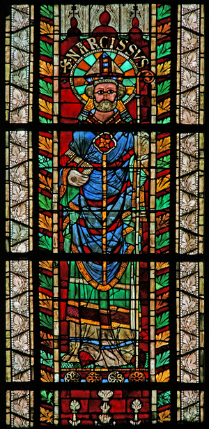 Window w207 depicting St Narcissus (stained glass)