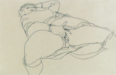 Masturbating woman with legs spread, 1913 (pencil on paper)
