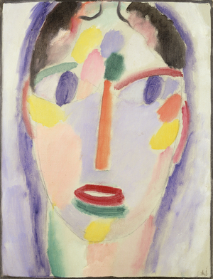 Blue head; Kopf In Blau, 1918 (oil on board)