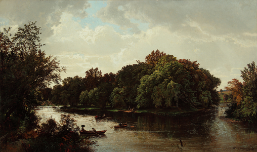 Lake Scene, Boating 1861 (Oil on canvas)