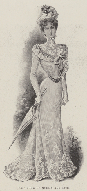 Fete Gown of Muslin and Lace (litho)