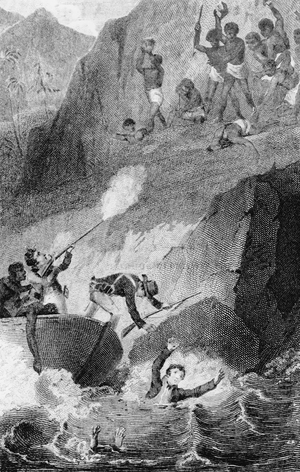 The Death of Mungo Park, 1806 (engraving) 
