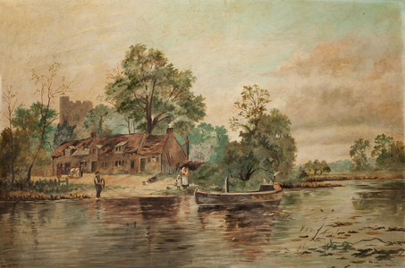 A River Scene (oil on canvas)