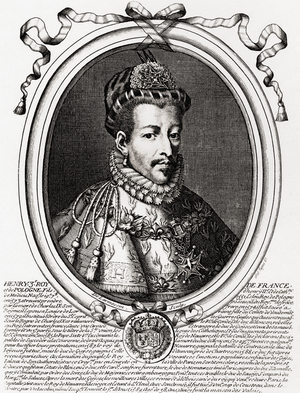 Henry III, 1551-1589. King of France (1574-89); son of King Henry II and Catherine de' Medici. From an engraving by L'Armessin.