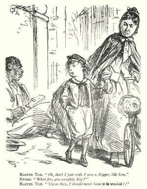 Punch cartoon: Victorian racism (engraving)