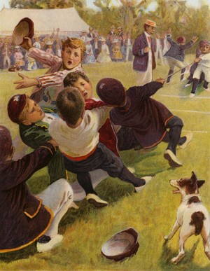 Tug of war (colour litho)