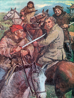 Petro captured by bandits (colour litho)