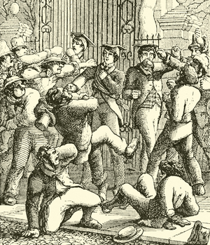 Gownsmen versus townsmen (engraving)